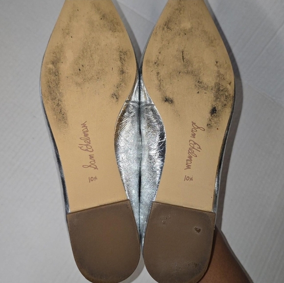 Sam Edelman Cass Flats Mary Jane Leather Silver Pointed Toe Women's Size 10.5 - Picture 4 of 11